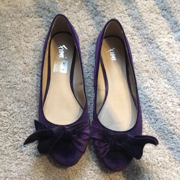 Shoes - 2 FOR $15 Purple Bow Velvet Flats - Fioni